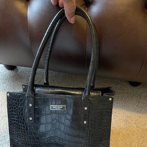 Black croc small Kate Spade tote
